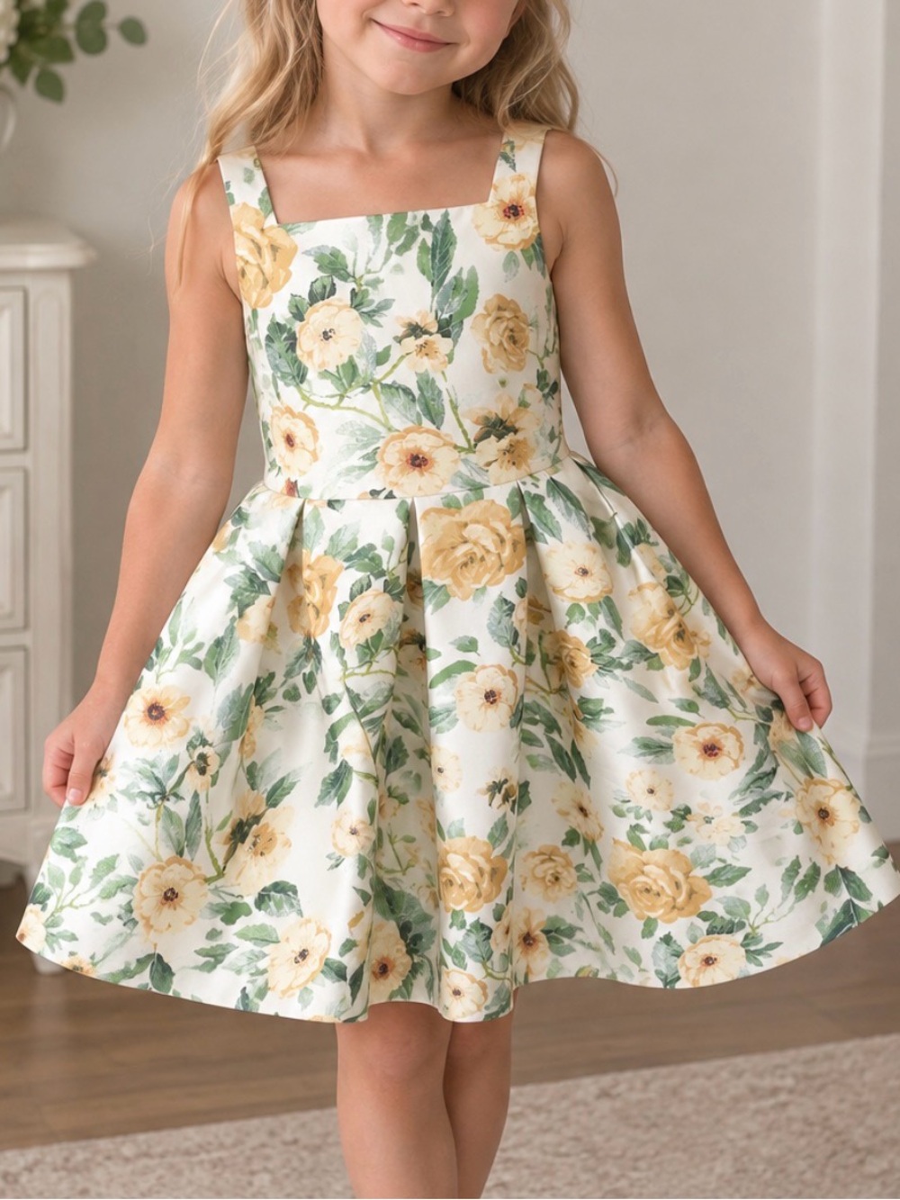 Monsoon Yellow Floral Fit & Flare Dress